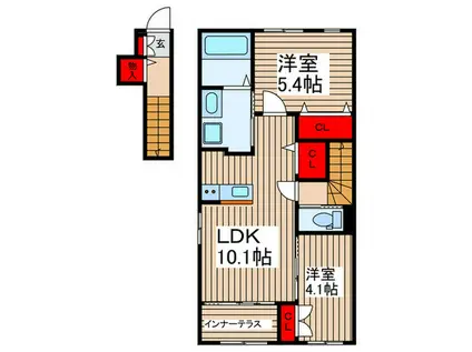 GRACE浦和(2LDK/2階)の間取り写真