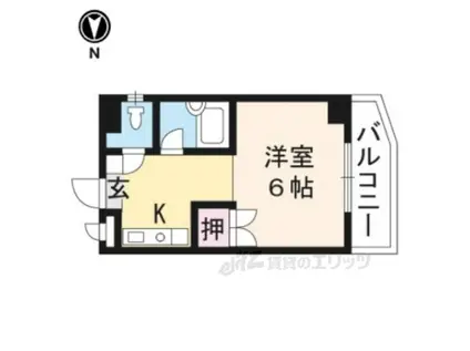 白砂ビル(1K/2階)の間取り写真