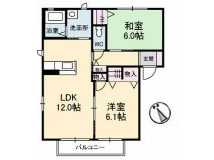 ベルエトワール庚午南(2LDK/1階)の間取り写真