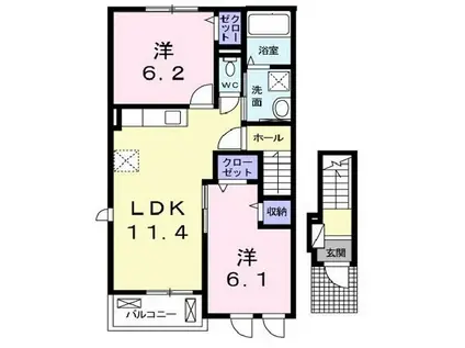 アルモニーアA(2LDK/2階)の間取り写真