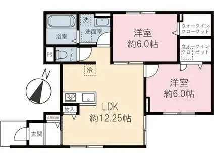 WTAコーポ(2LDK/1階)の間取り写真