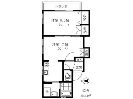 アネックス(2K/2階)の間取り写真