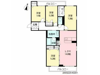 MASTメゾン下郡 A棟(4LDK/2階)の間取り写真