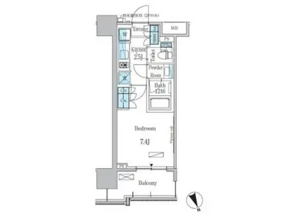 パークアクシス浅草・田原町(1K/2階)の間取り写真