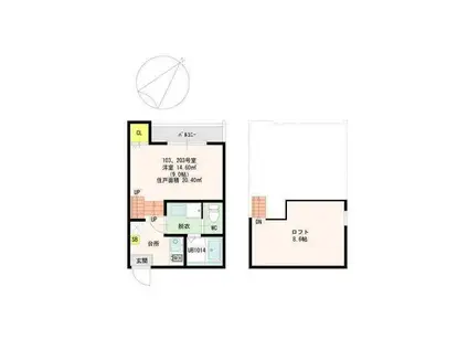 プラチナムコート(1K/2階)の間取り写真