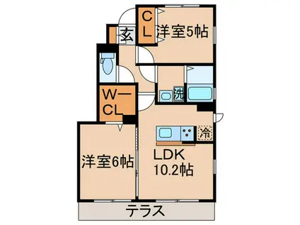 エクレール(2LDK/1階)の間取り写真