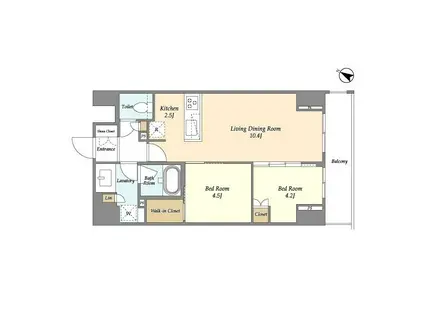 ドゥーエ横濱鶴見(2LDK/10階)の間取り写真