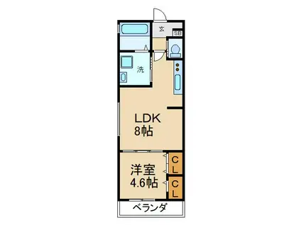 グラシアスコート豊野町(1LDK/2階)の間取り写真