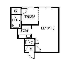 イヴィーサAB棟(1LDK/1階)の間取り写真
