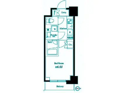 ハーモニーレジデンス武蔵小杉シャープ002(1K/6階)の間取り写真