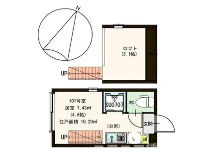 アリー小菅(ワンルーム/1階)の間取り写真