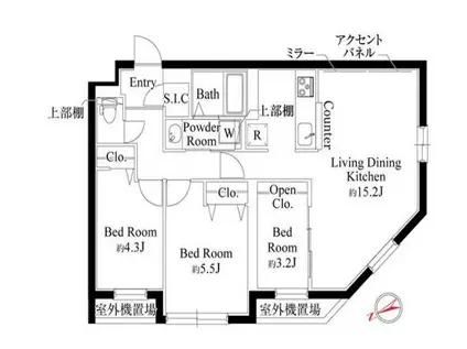 カーサピアッツァ中野松が丘(3LDK/1階)の間取り写真