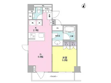 ステイレジデンス西新宿(1DK/11階)の間取り写真