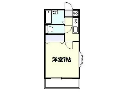 タウン・ヴェル(1K/2階)の間取り写真