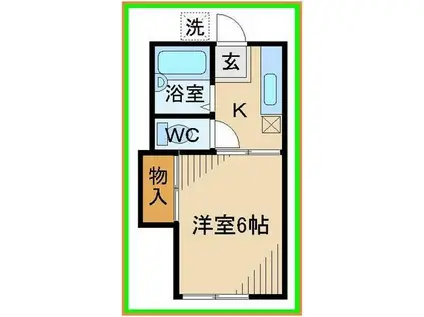 レジェント若松(1K/2階)の間取り写真