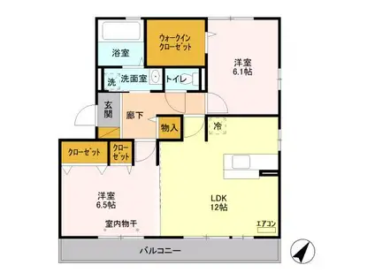 ジン ハウスB(2LDK/3階)の間取り写真