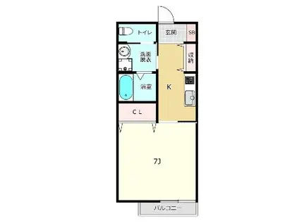 コルザコート新山口(1K/1階)の間取り写真