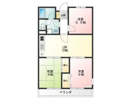 クレストヒル(3LDK/3階)の間取り写真