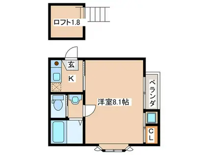サクセスハイツ桜台(1K/2階)の間取り写真