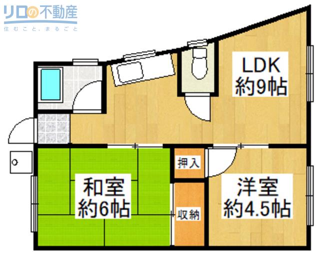 島上マンション北棟(2LDK/2階)の間取り写真