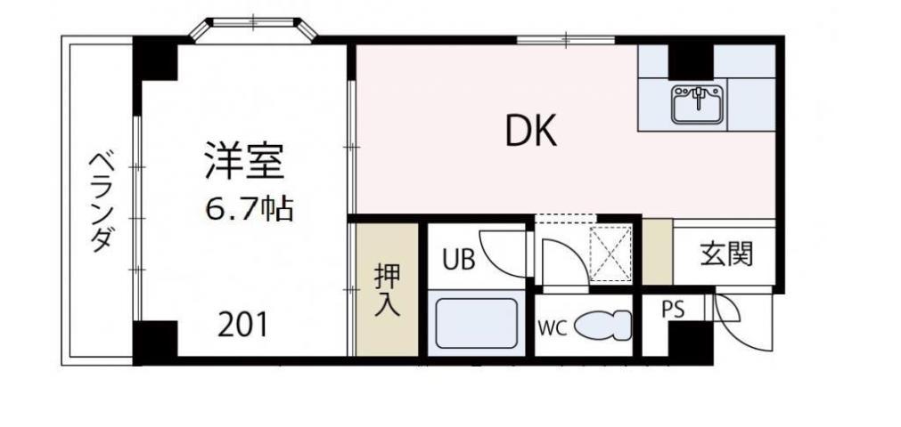 WINGHOUSE伊勢原(1DK/2階)の間取り写真