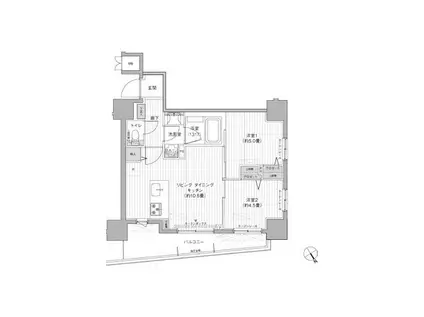 マイトリィ四ツ谷 702(2LDK/7階)の間取り写真