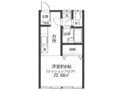 アステール(1K/1階)の間取り写真