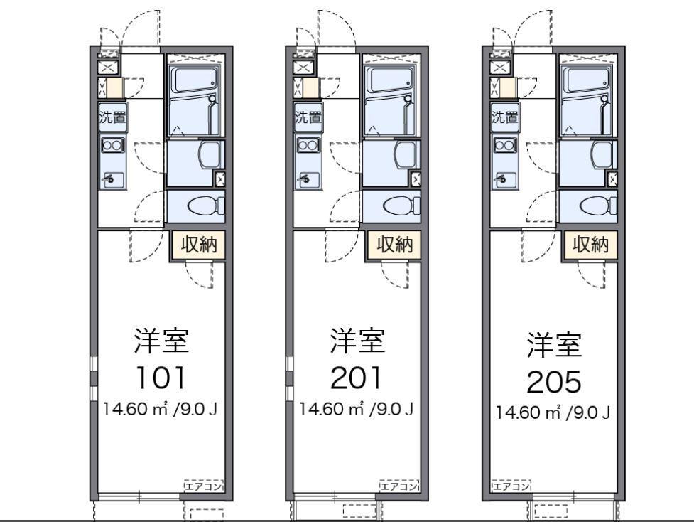 テラスハウス(1K/1階)の間取り写真