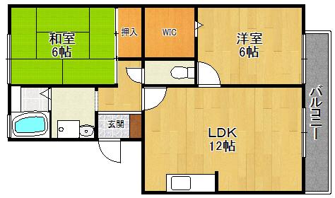 フォンテーヌ2(2LDK/1階)の間取り写真