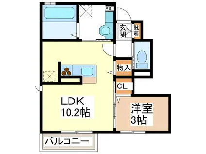 グランディールT D(1LDK/1階)の間取り写真
