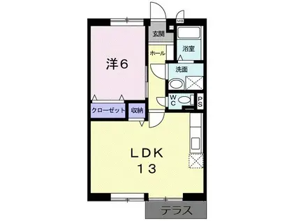 ファミール三次A棟(1LDK/1階)の間取り写真