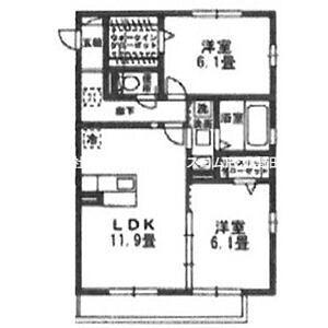 ヴラウニーメゾン・リラ(2LDK/2階)の間取り写真