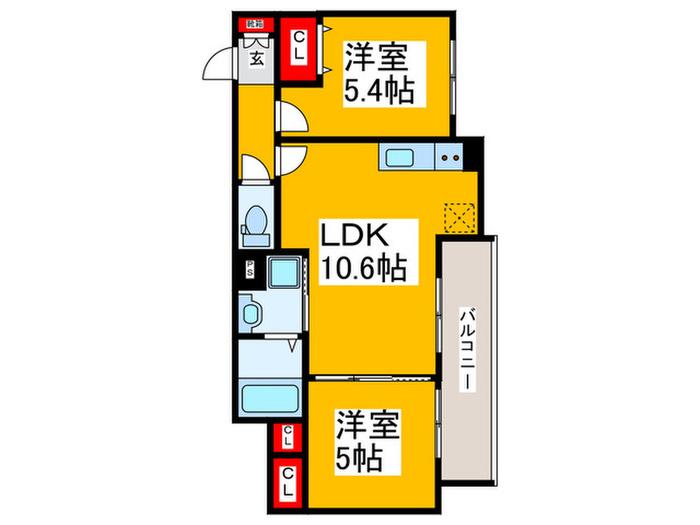 クリエオーレ菊水町(2LDK/3階)の間取り写真