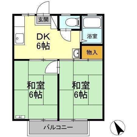 石川ハイツ(2DK/2階)の間取り写真