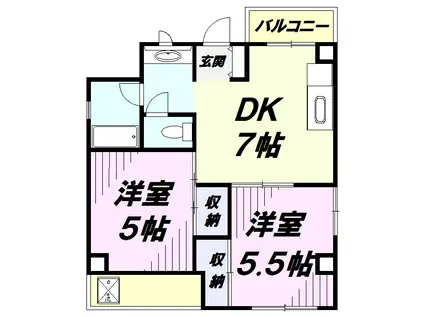 ガーデンコート秋津(2DK/2階)の間取り写真