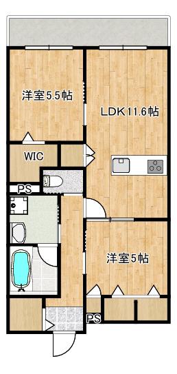 LA MAISON 千年(2LDK/1階)の間取り写真