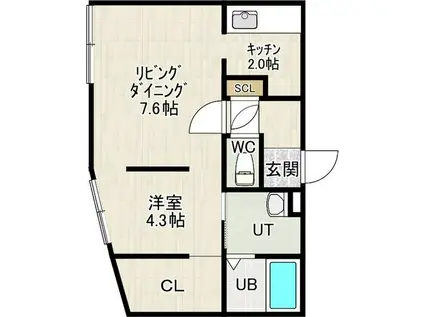 EFFORT NANGO(1LDK/2階)の間取り写真