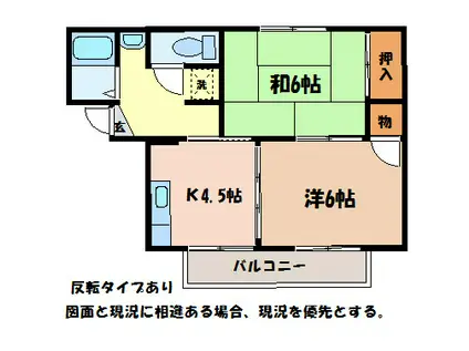 河合ハイツ(2K/2階)の間取り写真