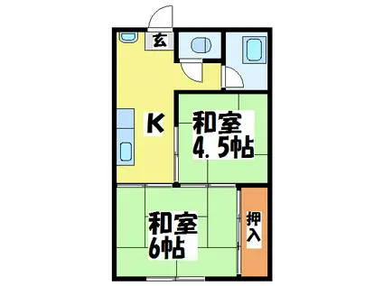 コーポファミリー(2K/1階)の間取り写真