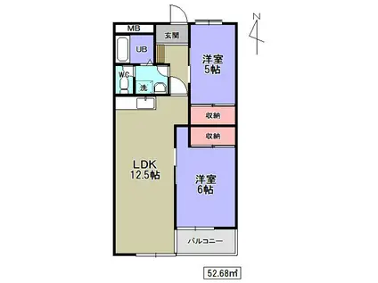 メゾンパークアベニュー(2LDK/2階)の間取り写真