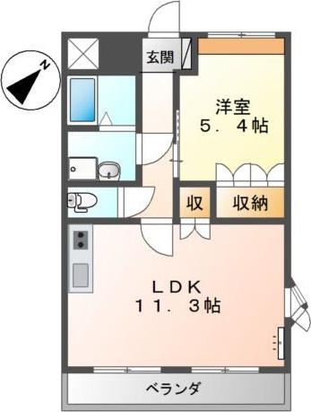T・Yハイツ二号(1LDK/2階)の間取り写真