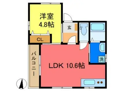 GLORY(1LDK/1階)の間取り写真