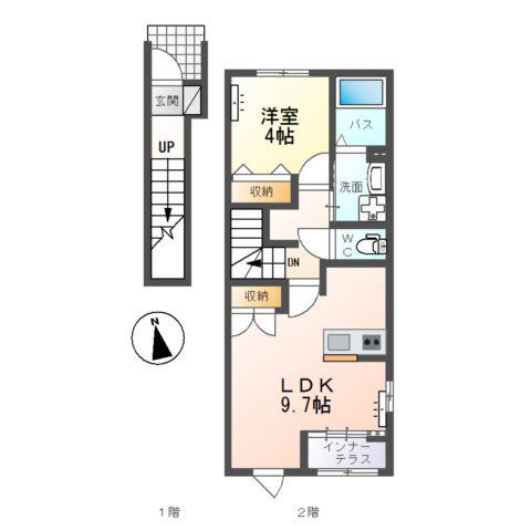 フロントアイランドI(1LDK/2階)の間取り写真