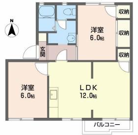 ハイツ美津野(2LDK/2階)の間取り写真