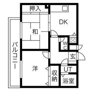 セイント江口(2DK/5階)の間取り写真