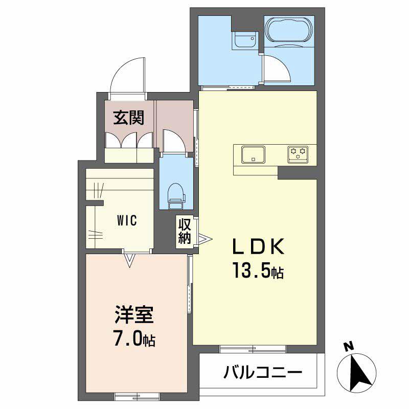 カーサ・ヴェルドール(1LDK/2階)の間取り写真