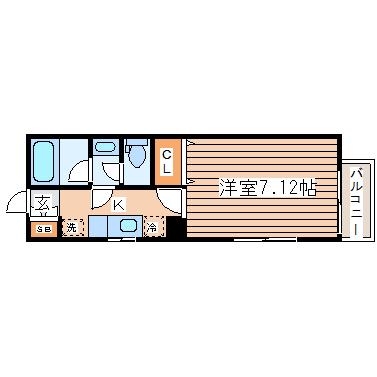 リュミエ旭ヶ丘(1K/1階)の間取り写真