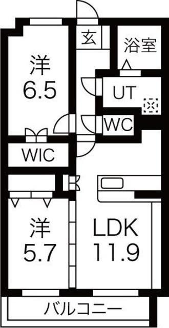 シェルコート(2LDK/2階)の間取り写真