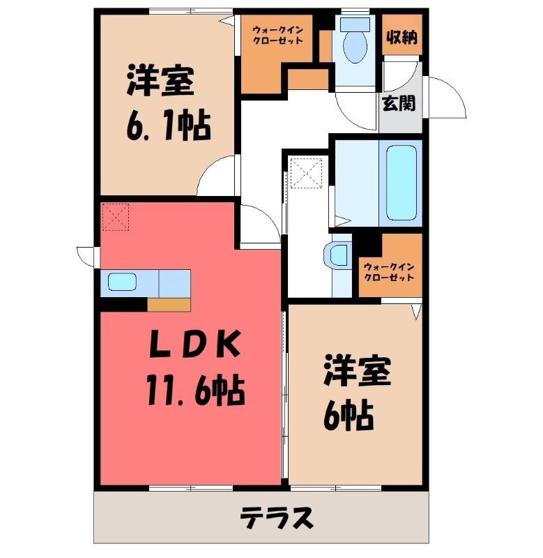 イリス デ マレ(2LDK/1階)の間取り写真