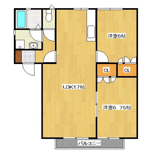 ベルデ高石 A棟(2LDK/2階)の間取り写真